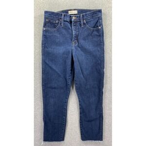 Madewell 10" High Rise Skinny Jeans Womens 28 Dark Wash Blue Raw Hem City Preppy
